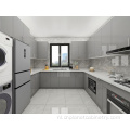 Luxe massief grijs houten keukenkast met voorraadkast